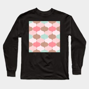 Retro Ogee Pattern in Blush and Mint Long Sleeve T-Shirt